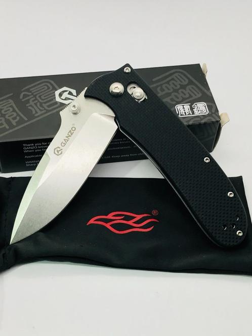 Ganzo D704-BK Black drop-point blade G-Lock Pocket Knife D2, Caravans en Kamperen, Kampeergereedschap, Nieuw, Verzenden