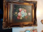 Schilderij Bloemen in Bloempot, 58x45 cm, Antiek en Kunst, Ophalen