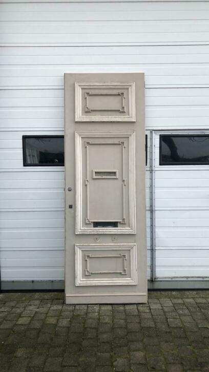 Prachtige massieve eiken voordeur uit 1900, Doe-het-zelf en Verbouw, Deuren en Horren, Zo goed als nieuw, Buitendeur, 215 cm of meer