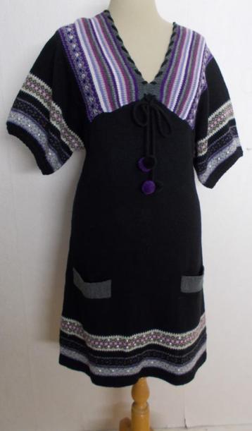 Noors/folklore look zwarte knitwear jurk van Rene Derhy! L beschikbaar voor biedingen