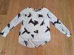 Witte Perla Nera blouse/ zwarte vogels S., Kleding | Dames, Blouses en Tunieken, Perla Nera, Wit, Ophalen of Verzenden, Zo goed als nieuw