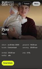 Twee tickets - Pjotr Mboy in Deventer 20 dec, Tickets en Kaartjes, Concerten | Overige, Twee personen, December