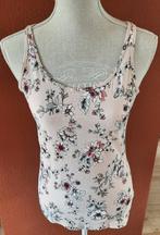 Zalmkleurige top met bloemen, mt M, Maat 38/40 (M), Blauw, Ophalen of Verzenden, Zo goed als nieuw