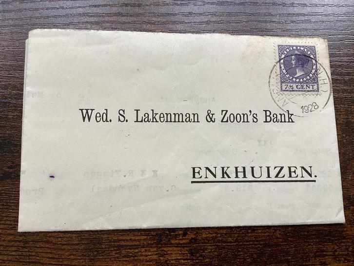 Vouwbrief met cheques 1928 ENKHUIZEN - ANDIJK, Postzegels en Munten, Brieven en Enveloppen | Nederland, Brief, Ophalen of Verzenden