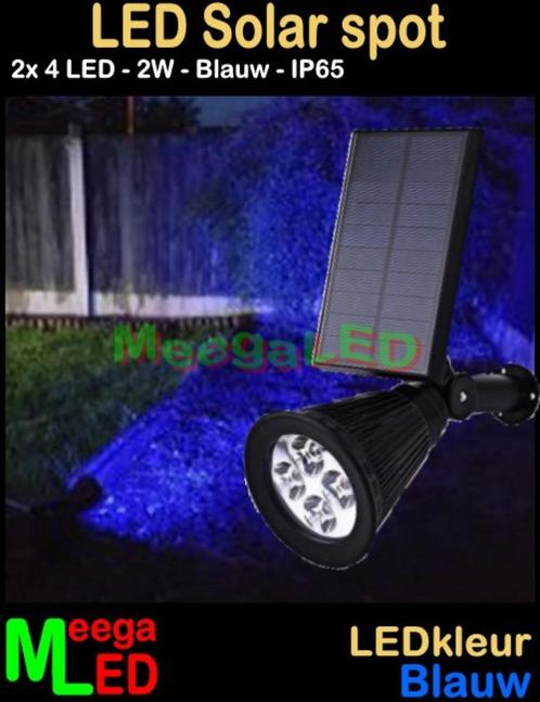 Led Solar buiten wandspot tuinspot grondspot 2W 4LED Blauw, Huis en Inrichting, Lampen | Spots, Nieuw, Plafondspot of Wandspot
