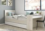 Shipley 1-persoonsbed met bureau en slaaplade - Wit/witgrene, Kinderen en Baby's, Kinderkamer | Bedden