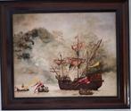 Heel mooi olieverf schilderij VOC stijl Schip Zeilschip, Antiek en Kunst, Ophalen of Verzenden