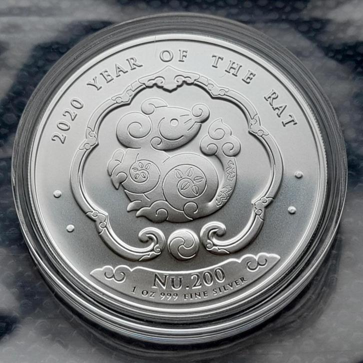 2020 Kingdom of Bhutan Rat - 1 oz silver, Postzegels en Munten, Munten | Azië, Zuidoost-Azië, Zilver, Ophalen of Verzenden
