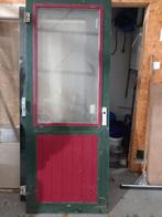 tuindeur /schuurdeur 211 x 82,5 dubbelglas Hardhout, Ophalen, Gebruikt, 80 tot 100 cm, Buitendeur
