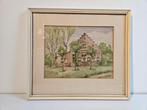 Aquarel - Boerderij - 27x24 cm - gesigneerd, Ophalen of Verzenden