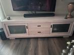 Massief eiken tv dressoir white wash, Ophalen, Gebruikt, 150 tot 200 cm, Eikenhout