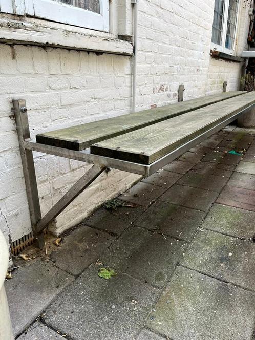 Buiten bank rvs en harthout, Tuin en Terras, Palen, Balken en Planken, Zo goed als nieuw, Minder dan 180 cm, Ophalen of Verzenden