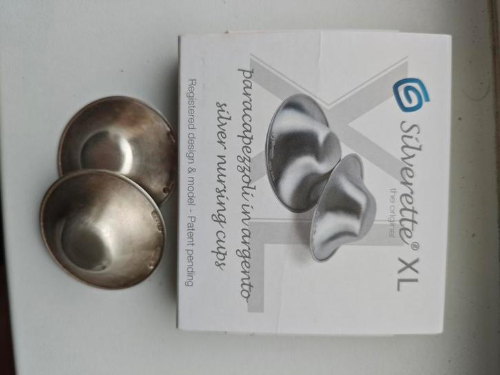 Silverette XL Borstvoedingsschelpen - Zilver, Kinderen en Baby's, Babyvoeding en Toebehoren, Zo goed als nieuw, Overige typen