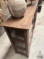 Geweldig groot dressoir met oud gebobbeld glas zijkanten, Ophalen of Verzenden, 200 cm of meer, Tijdloos, 25 tot 50 cm