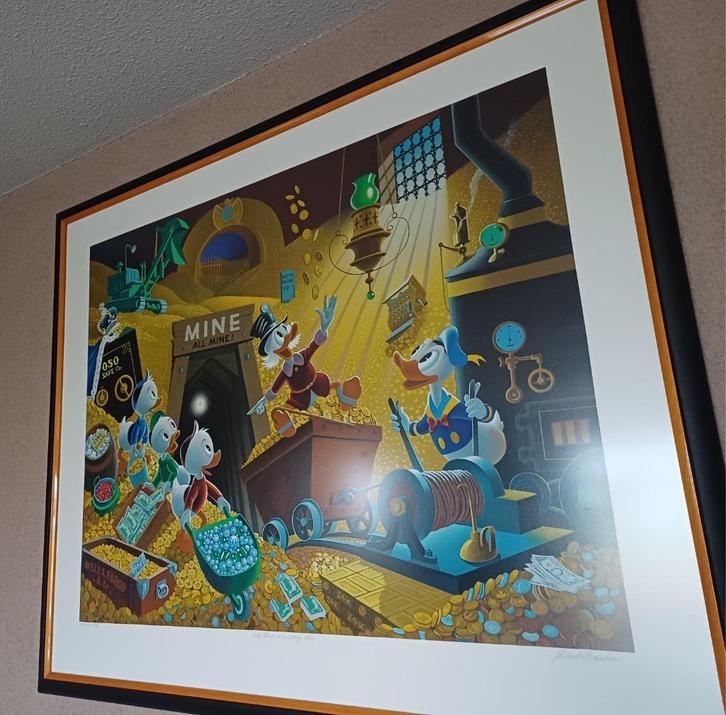 Dagobert Duck Zeefdruk - Disney, Verzamelen, Disney, Zo goed als nieuw, Overige typen, Overige figuren, Ophalen