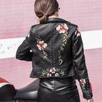Frank Lyman biker jasje zwart imitatie leer borduursel M, Kleding | Dames, Maat 38/40 (M), Verzenden, Zwart, Nieuw