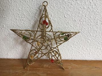 Vintage kerst versiering goudkleurig glinsterend draadwerk beschikbaar voor biedingen