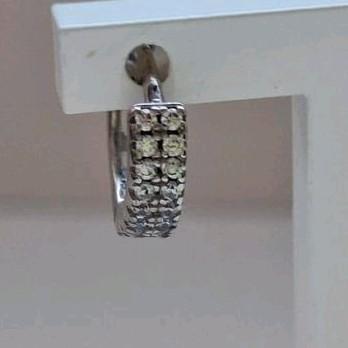 Zilveren creol oorring zirkonias zilver oorsteker 1 single, Sieraden, Tassen en Uiterlijk, Oorbellen, Nieuw, Hangers, Zilver, Zilver