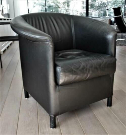 Wittmann fauteuil XL 1742 - 2 stuks - Zwart leder - ZGAN, Huis en Inrichting, Fauteuils, Zo goed als nieuw, Leer, 75 tot 100 cm