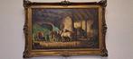 Olieverfschilderij Boerenschuur met Paarden, Ophalen
