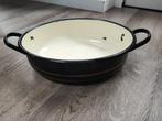 Schaal ovaal zwart emaille met gouden bies, Huis en Inrichting, Keuken | Potten en Pannen, Ophalen of Verzenden, Gebruikt, Gietijzer