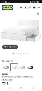 Ikea Malm bed met 4 lades, Huis en Inrichting, Slaapkamer | Bedden, Ophalen, Gebruikt, Wit, Tweepersoons