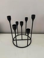 Zwarte Metalen Kandelaar voor 7 Kaarsen, Gebruikt, Zwart, Ophalen of Verzenden, Metaal
