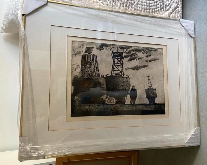 Goudkleurige Wissellijst met Kunst, Antiek en Kunst, Kunst | Etsen en Gravures, Ophalen