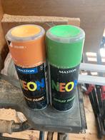 Spuitverf spuitbussen neon groen en oranje nieuw, Nieuw, Ophalen of Verzenden, Verf, Minder dan 5 liter
