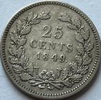 Zeldzaam kwartje 1849 Willem III, Postzegels en Munten, Munten | Nederland, Ophalen of Verzenden, Koning Willem II, 25 cent, Zilver