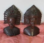 Set Balinese handgesneden houten bustes jaren '70, Antiek en Kunst, Ophalen of Verzenden