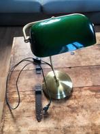 Bankiers Notaris lamp messing en groene glazen kap, Ophalen of Verzenden, Gebruikt, Minder dan 50 cm