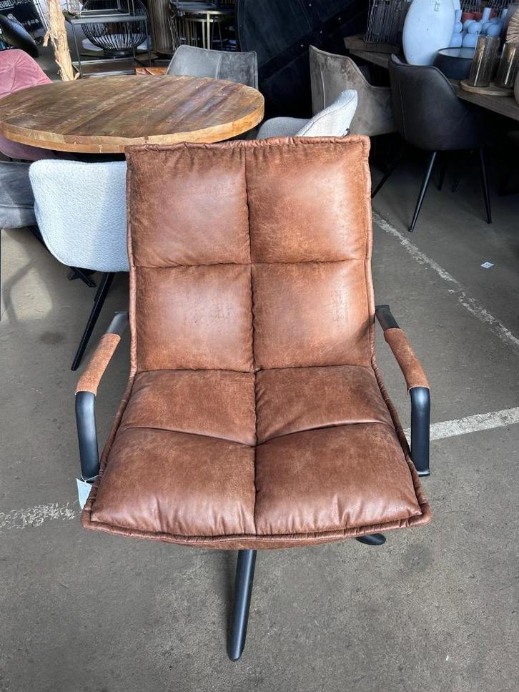 WOOOD Draaifauteuil Kunstleer Cognac !outlet korting!, Huis en Inrichting, Fauteuils, Nieuw, Leer, 50 tot 75 cm, 75 tot 100 cm