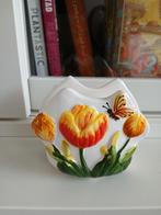 Delfts blue servethouder met gekleurde tulpen, Ophalen of Verzenden