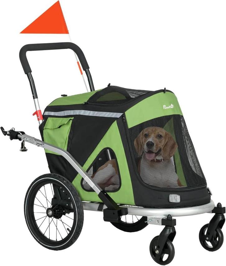 PawHut 2-in-1 Hondenbuggy / fietskar, Fietsen en Brommers, Fietsaccessoires | Aanhangers en Karren, Nieuw, Hondenkar, Minder dan 20 kg