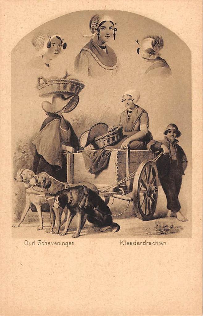 Oud Scheveningen Klederdrachten Hondenkar, Verzamelen, Ansichtkaarten | Nederland, Ongelopen, Zuid-Holland, Voor 1920, Ophalen of Verzenden