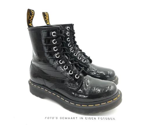 Dr. Martens maat 37 Patent Lamper Croc Emboss Crocodile, Kleding | Dames, Schoenen, Zo goed als nieuw, Lage of Enkellaarzen, Zwart