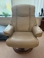 Leren relaxfauteuil met verstelbare rugleuning, Huis en Inrichting, Fauteuils, Ophalen, Gebruikt, Minder dan 75 cm, Leer