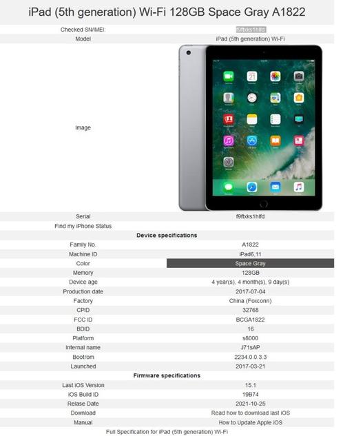 Ipad 5th gen / 128GB / A1822  7-5, Computers en Software, Apple iPads, Gebruikt, Apple iPad, 10 inch, Ophalen of Verzenden