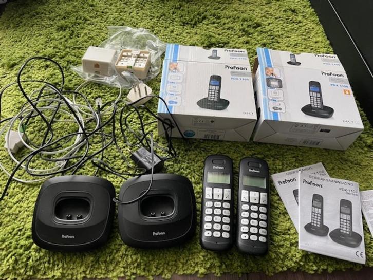 Profoon PDX-1100 DECT Telefoon Zwart met reserve toestel, Telecommunicatie, Vaste telefoons | Handsets en Draadloos, Gebruikt