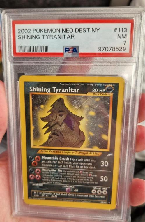 Shining Tyranitar, Hobby en Vrije tijd, Verzamelkaartspellen | Pokémon, Zo goed als nieuw, Losse kaart, Ophalen of Verzenden