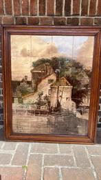 Antiek Rozenburg tegeltableau, schip in binnenhaven ca 1900, Antiek en Kunst, Antiek | Wandborden en Tegels, Ophalen