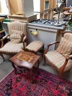 Antiek setje fauteuils voetenbankje tafeltje Queen Ann, Ophalen