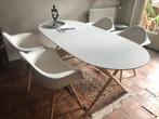 Wit / beuken, Huis en Inrichting, Tafels | Eettafels, Ophalen, Metaal, Zo goed als nieuw, Modern