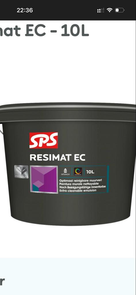 SPS Resimat EC Muurverf - 10L Ral 9010, Doe-het-zelf en Verbouw, Verf, Beits en Lak, Nieuw, Verf, 10 tot 15 liter, Overige kleuren