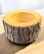 Houten log kaarshouder., Bruin, Nieuw, Ophalen of Verzenden, Hout
