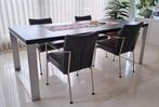 Eettafel met vier stoelen.  Kan ook apart., Ophalen, Gebruikt, Modern, 4 tot 6 stoelen