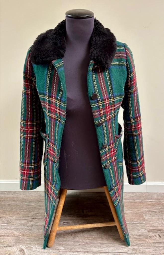 King Louie winter jas, groene ruit  maat 34, Kleding | Dames, Jassen | Winter, Zo goed als nieuw, Maat 34 (XS) of kleiner, Groen