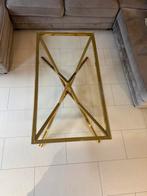 Gouden Salontafel met Glazen Blad, Ophalen, Gebruikt, 100 tot 150 cm, 50 tot 100 cm