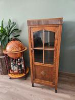 Antiek kastje met glazen deur / servieskast, Art Deco detail, Ophalen, Gebruikt, 25 tot 50 cm, 100 tot 150 cm